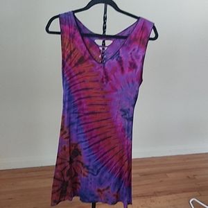 Purple, pink and orange tie-dye dress